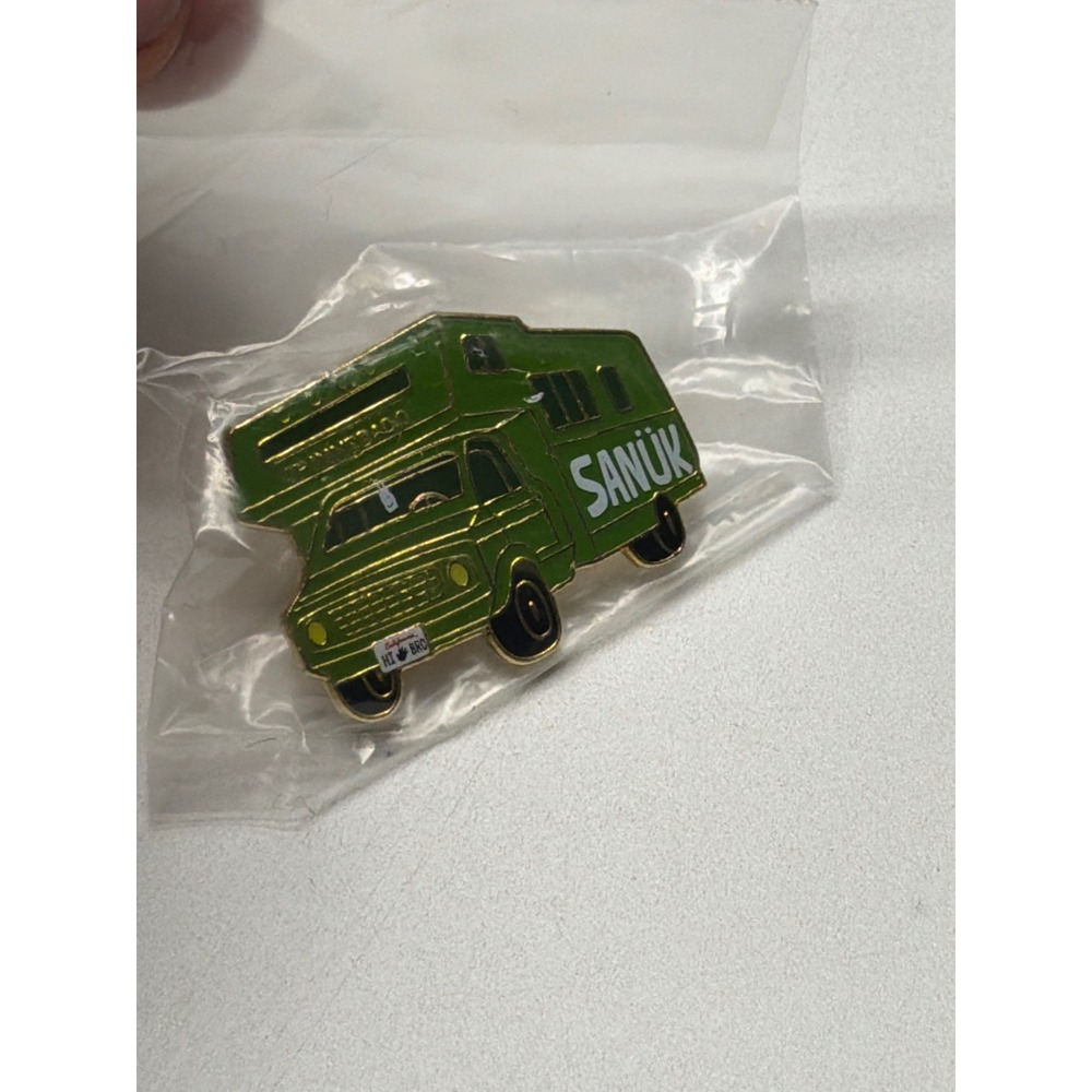 Sanuk Green RV Camper Enamel Lapel Pin
